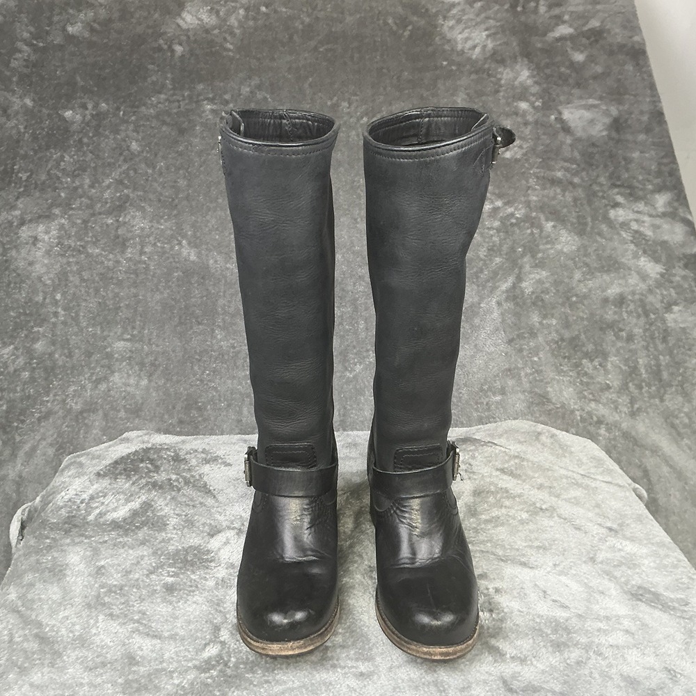 Frye Veronica Slouch Women's 7.5 Black Leather Buckle Biker Boots 3475530 - Picture 2 of 15
